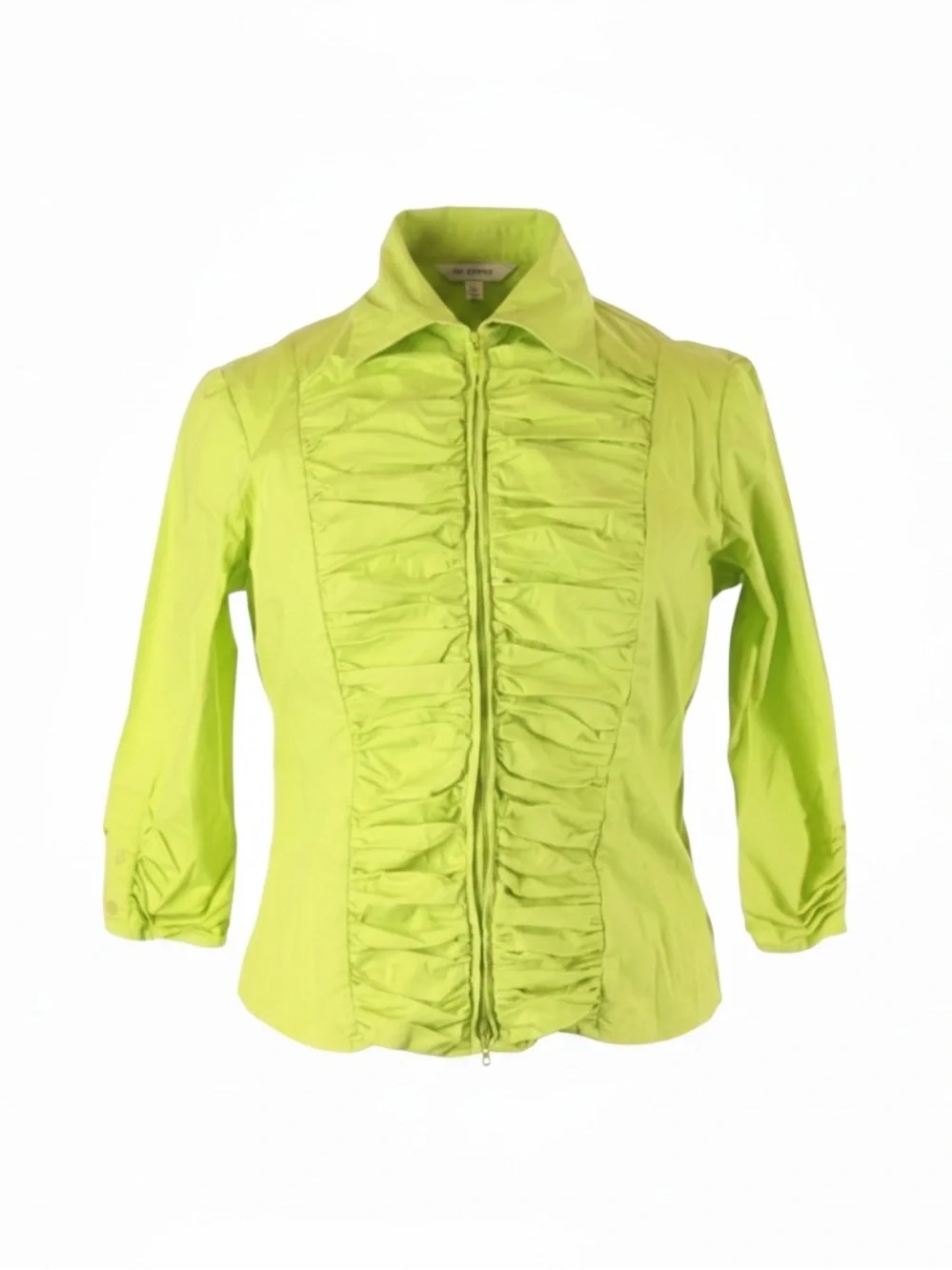 Ravel XL neon‎ green zippered ruched 3/4 length sleeves jacket